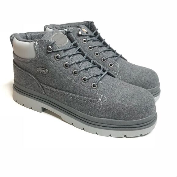 Lugz Grey Fabric Boot NWT lace up construction bulky rubber - Picture 1 of 7